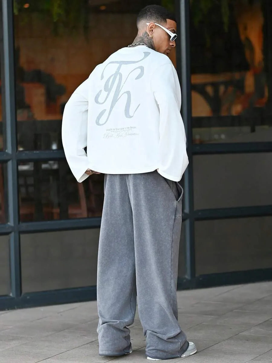 Oversized longsleeve met graphic slogan