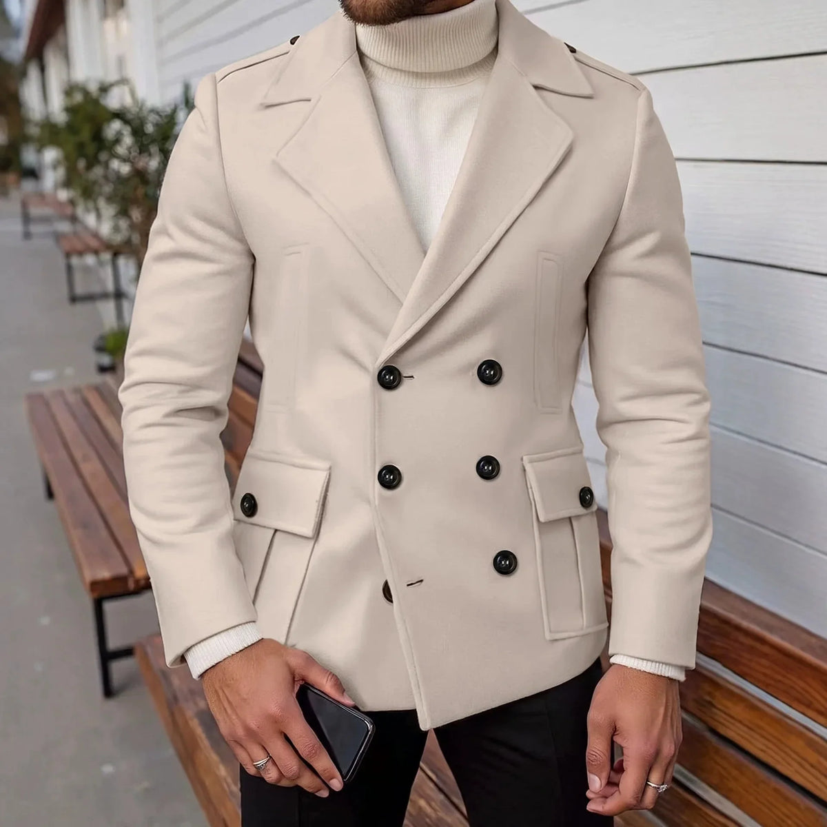 Trenchcoat met dubbele knopen