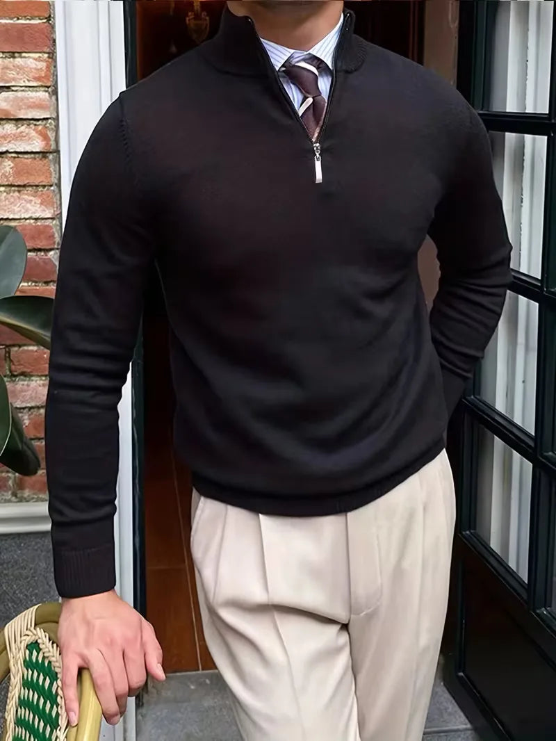 Trui met kraag en half-zip