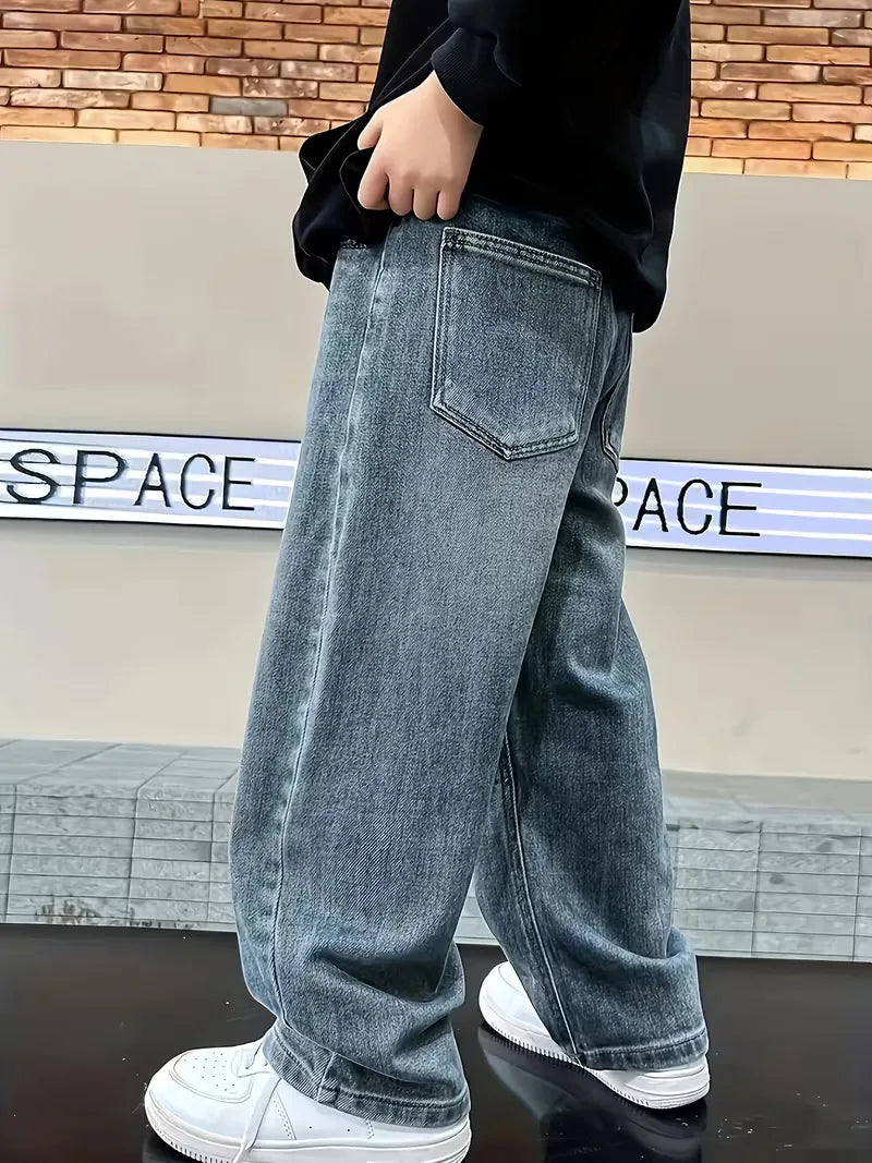 Loose fit jeans met wide leg