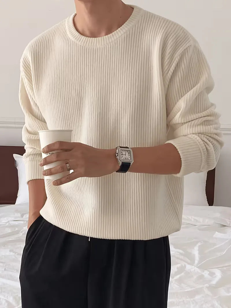 Trui met ribbelstructuur en crew neckline