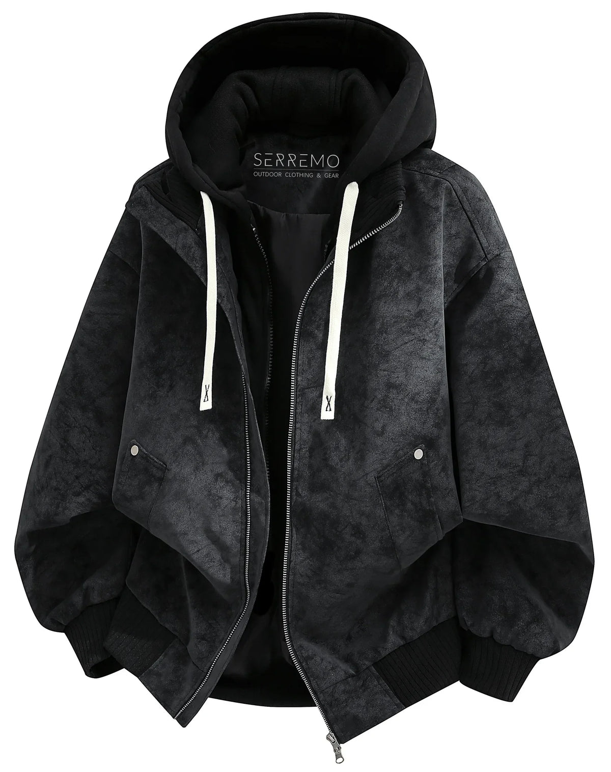Oversized bomberjack met fleece hood