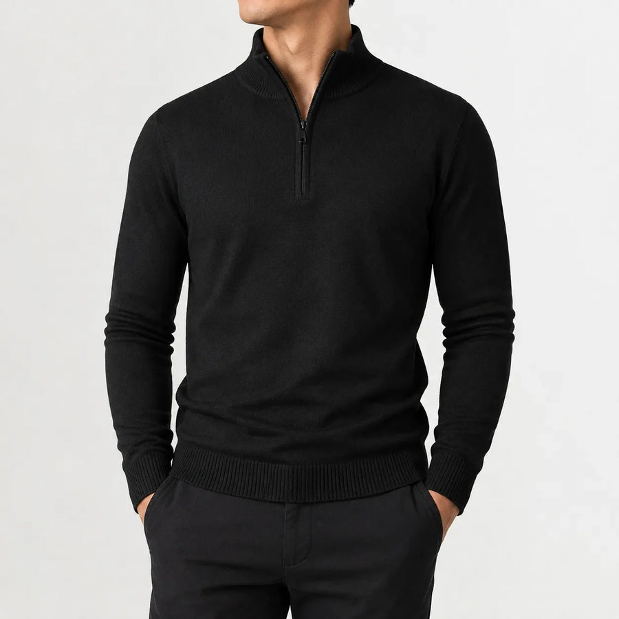 Zip-up trui met mock neckline