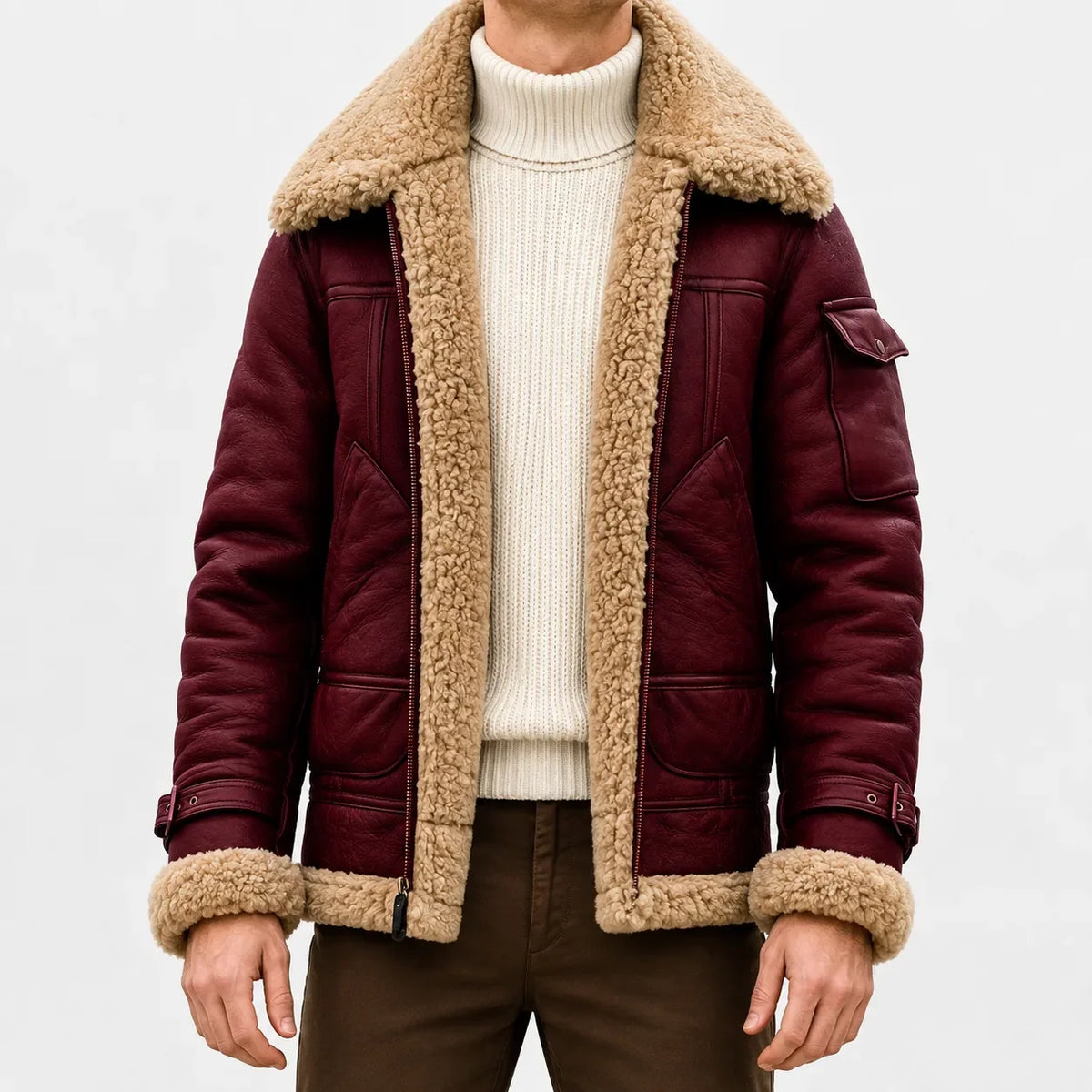Leren jas met faux fur