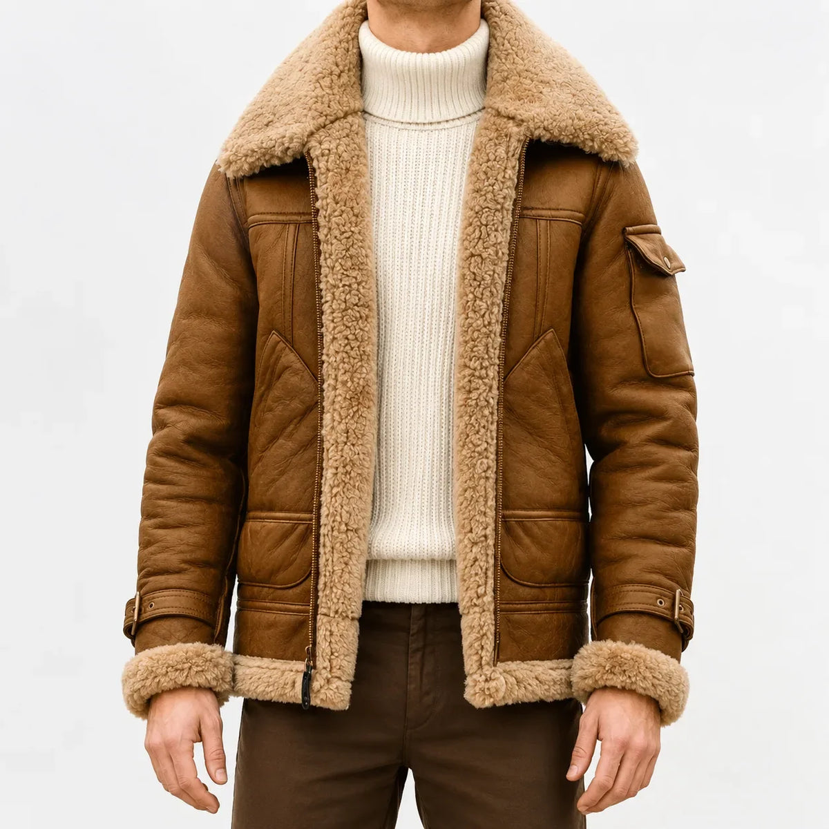 Leren jas met faux fur