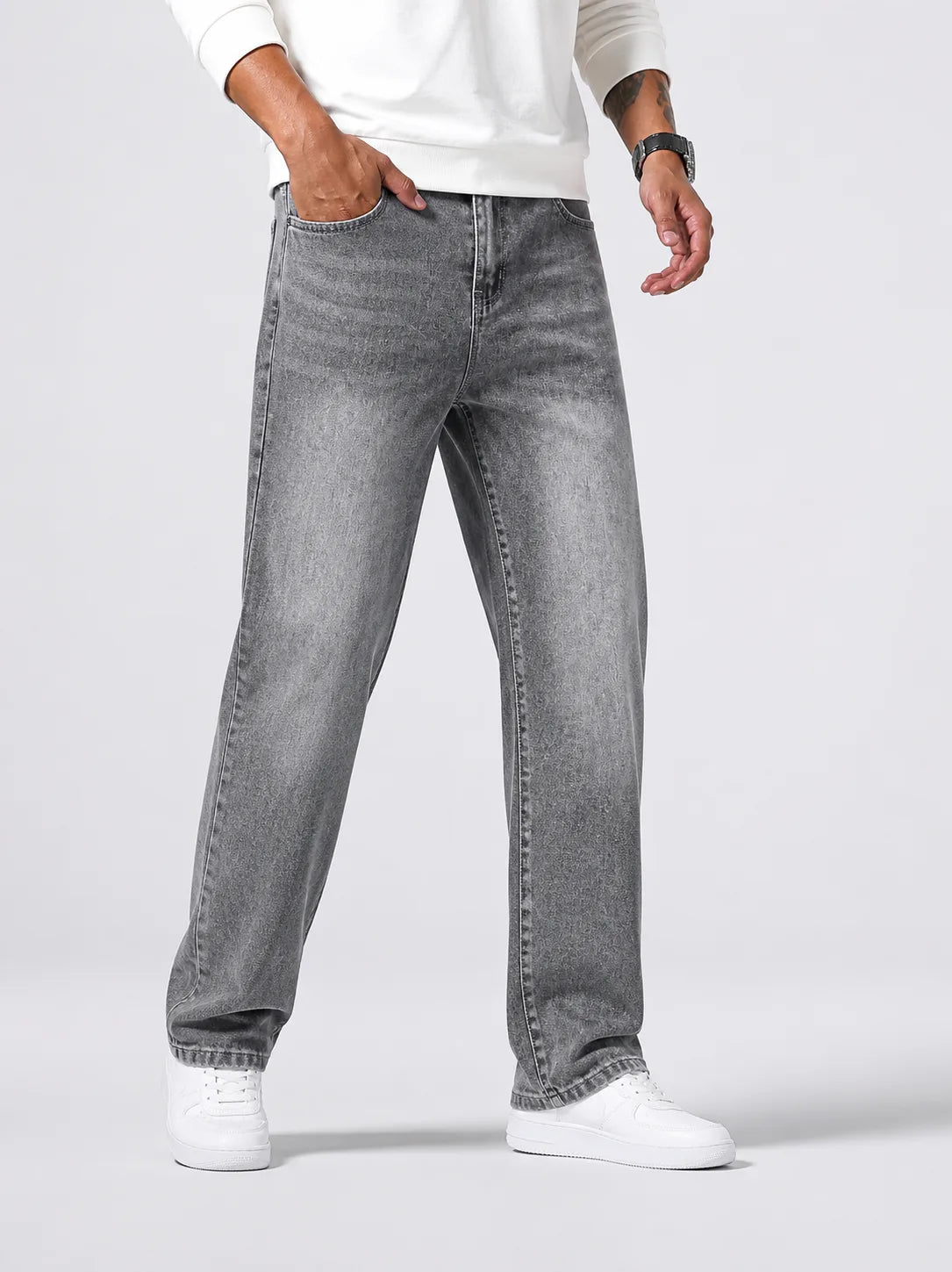 Straight jeans met wassing
