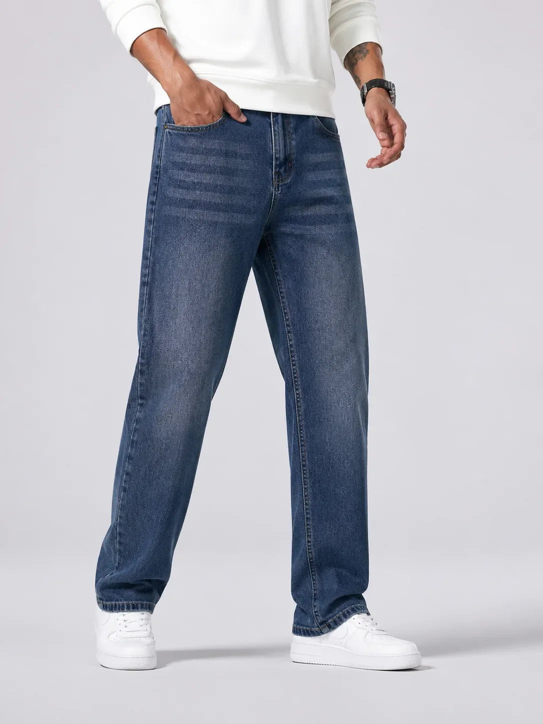 Straight jeans met wassing