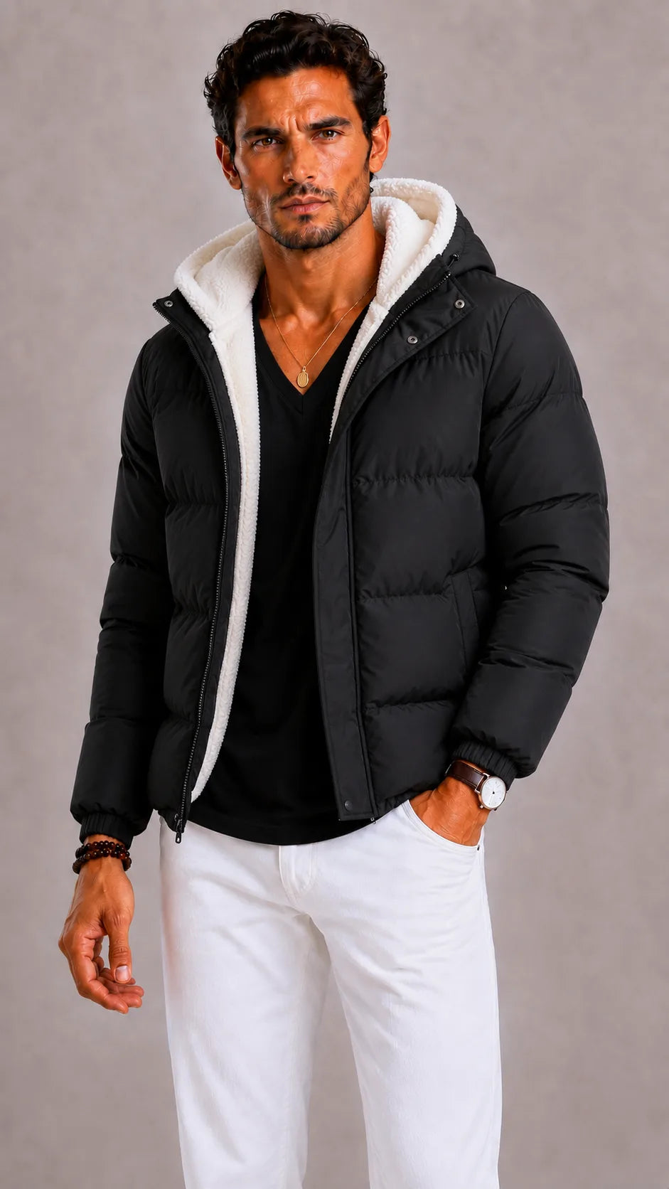 Puffer jacket met capuchon