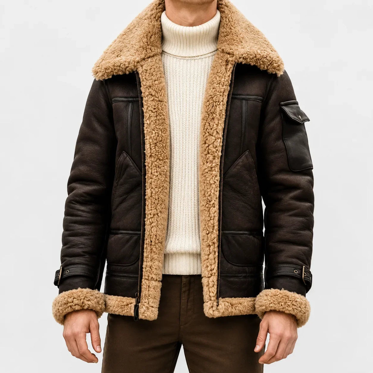 Leren jas met faux fur