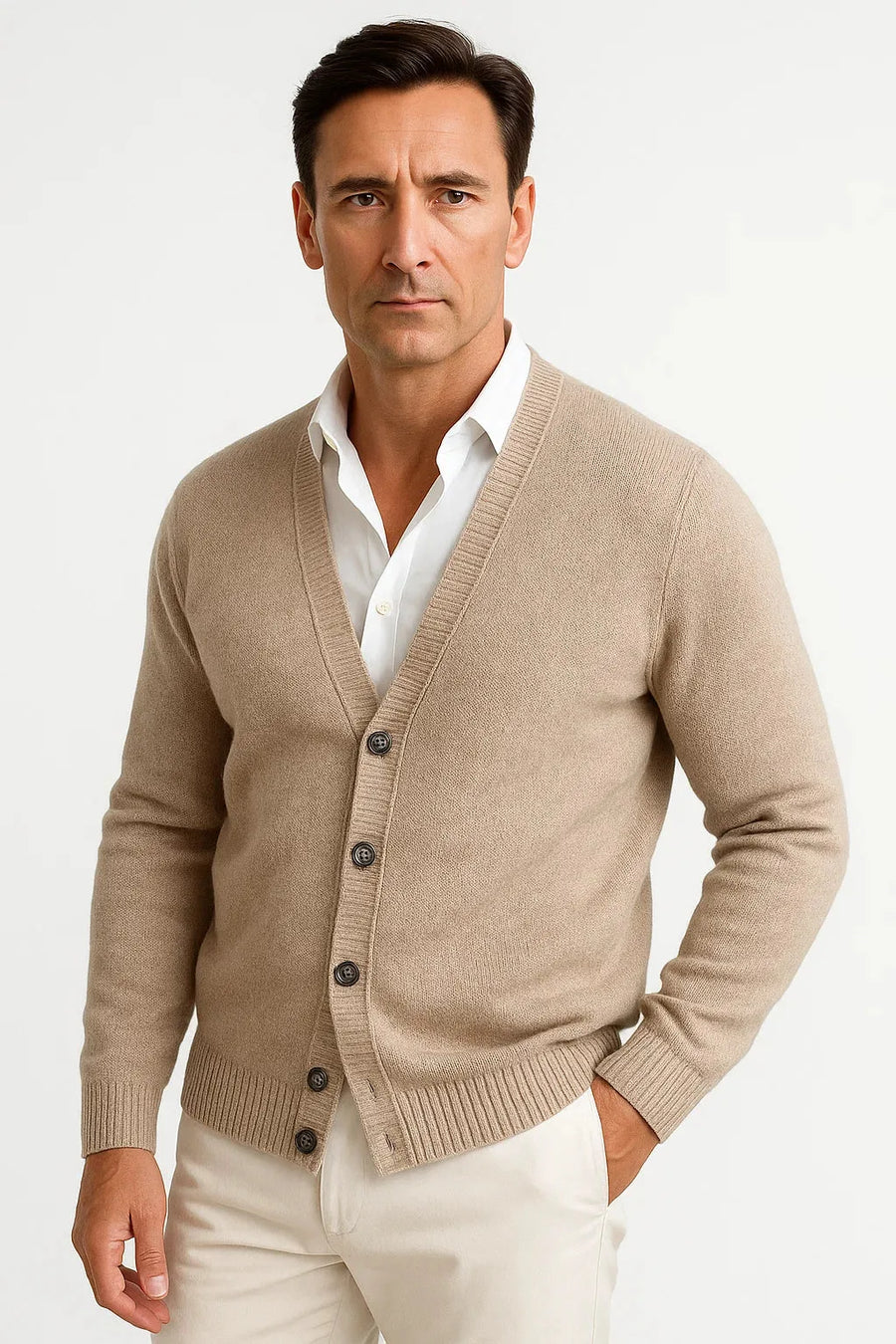 Cardigan met V-hals en lange mouwen
