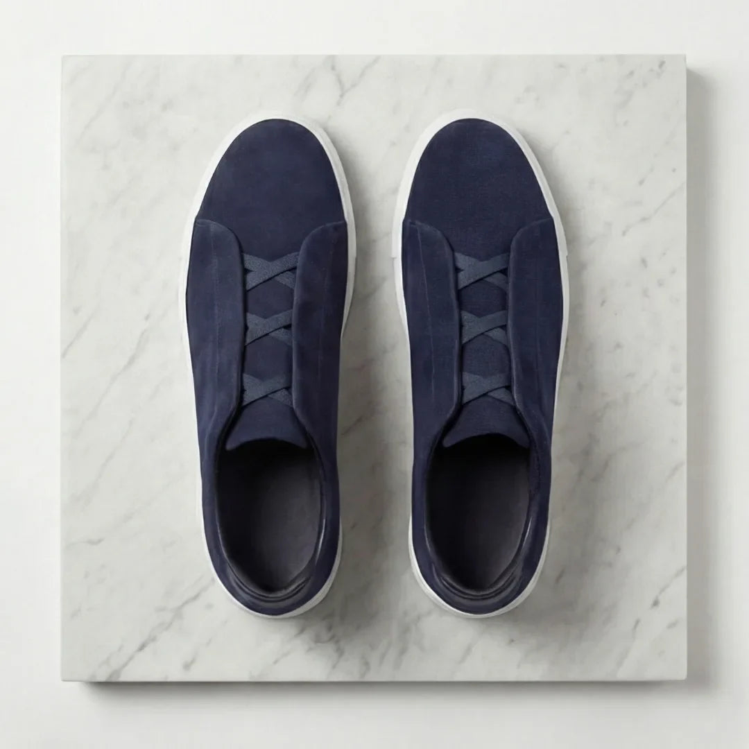 Suède sneakers met instapdesign