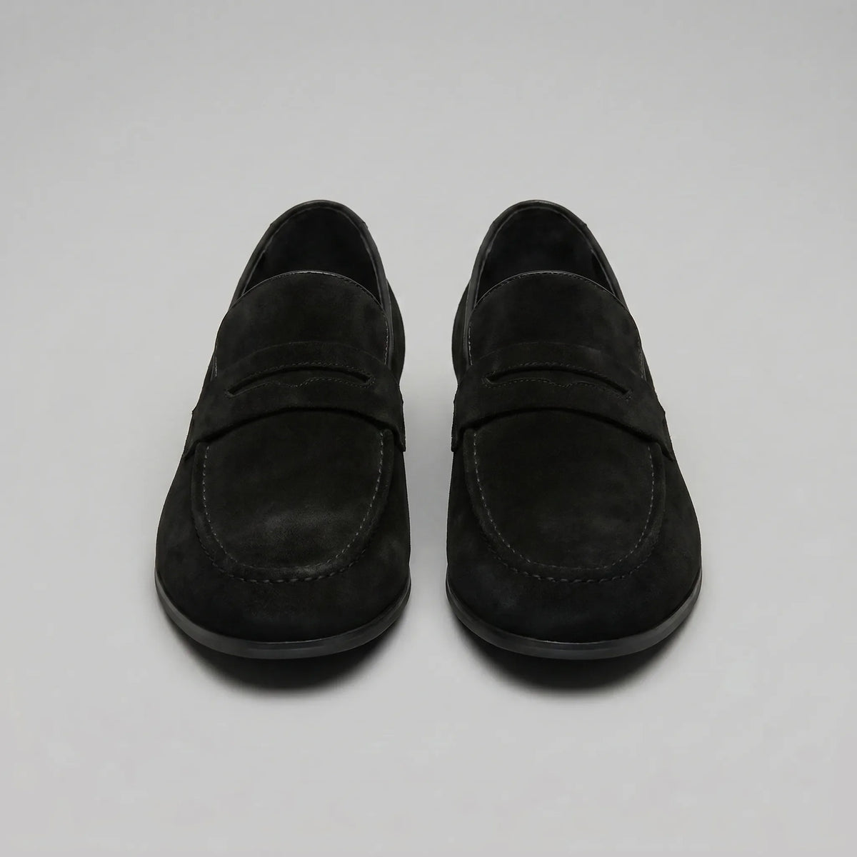Bruine penny loafers met suède look