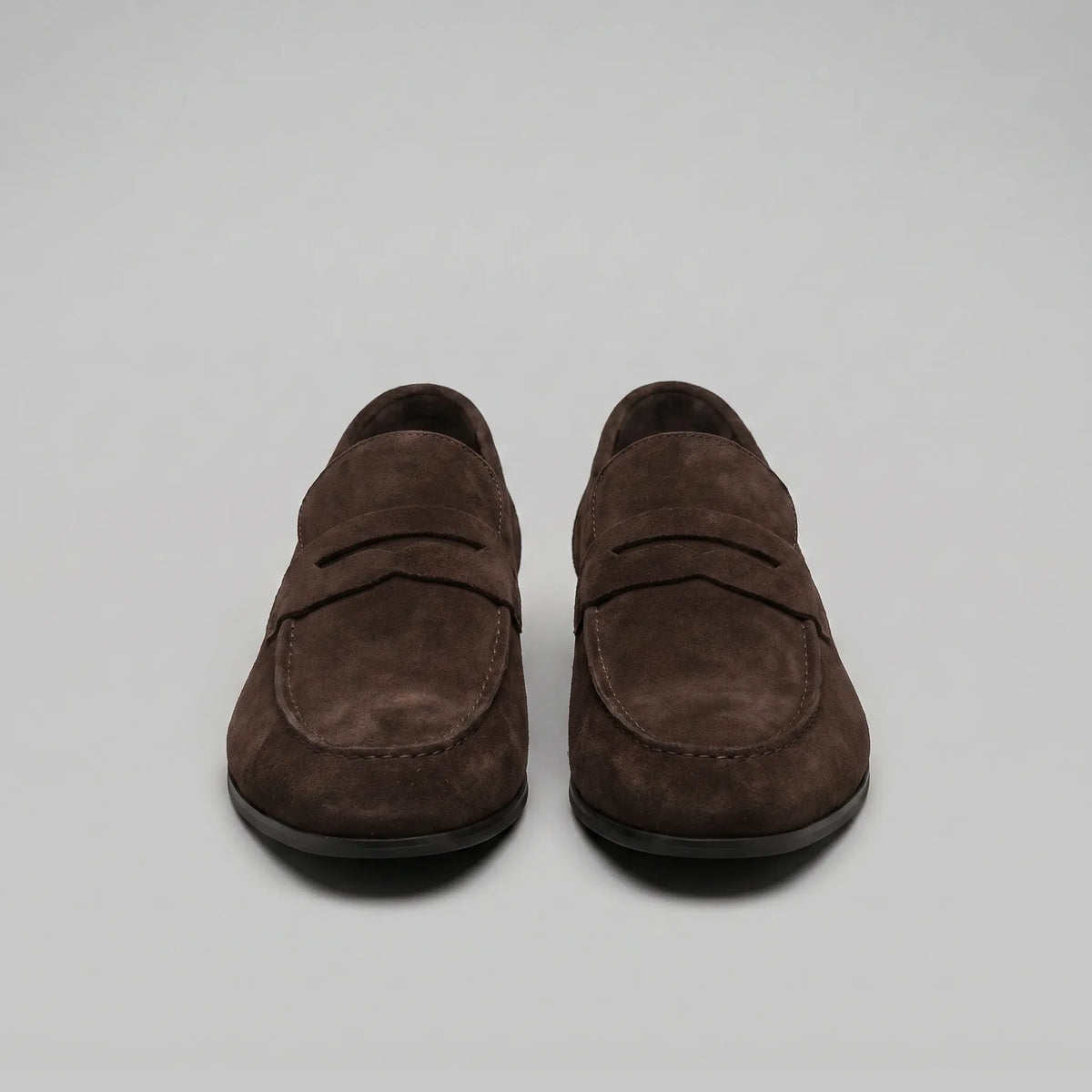 Bruine penny loafers met suède look