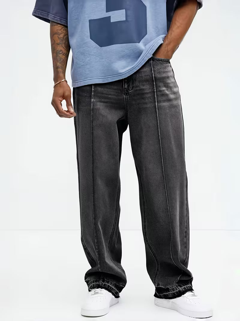 Jeans met loose straight-leg pasvorm en hoge taille
