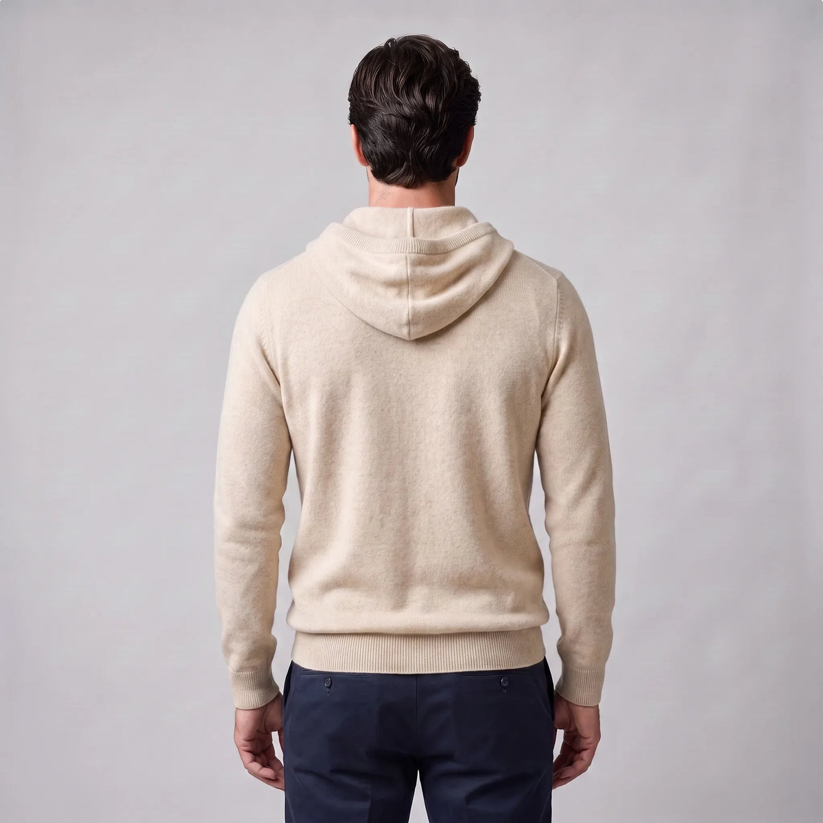 Hoodie met trekkoord en ribbels