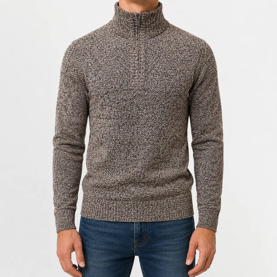 Zip-up trui met mock neck