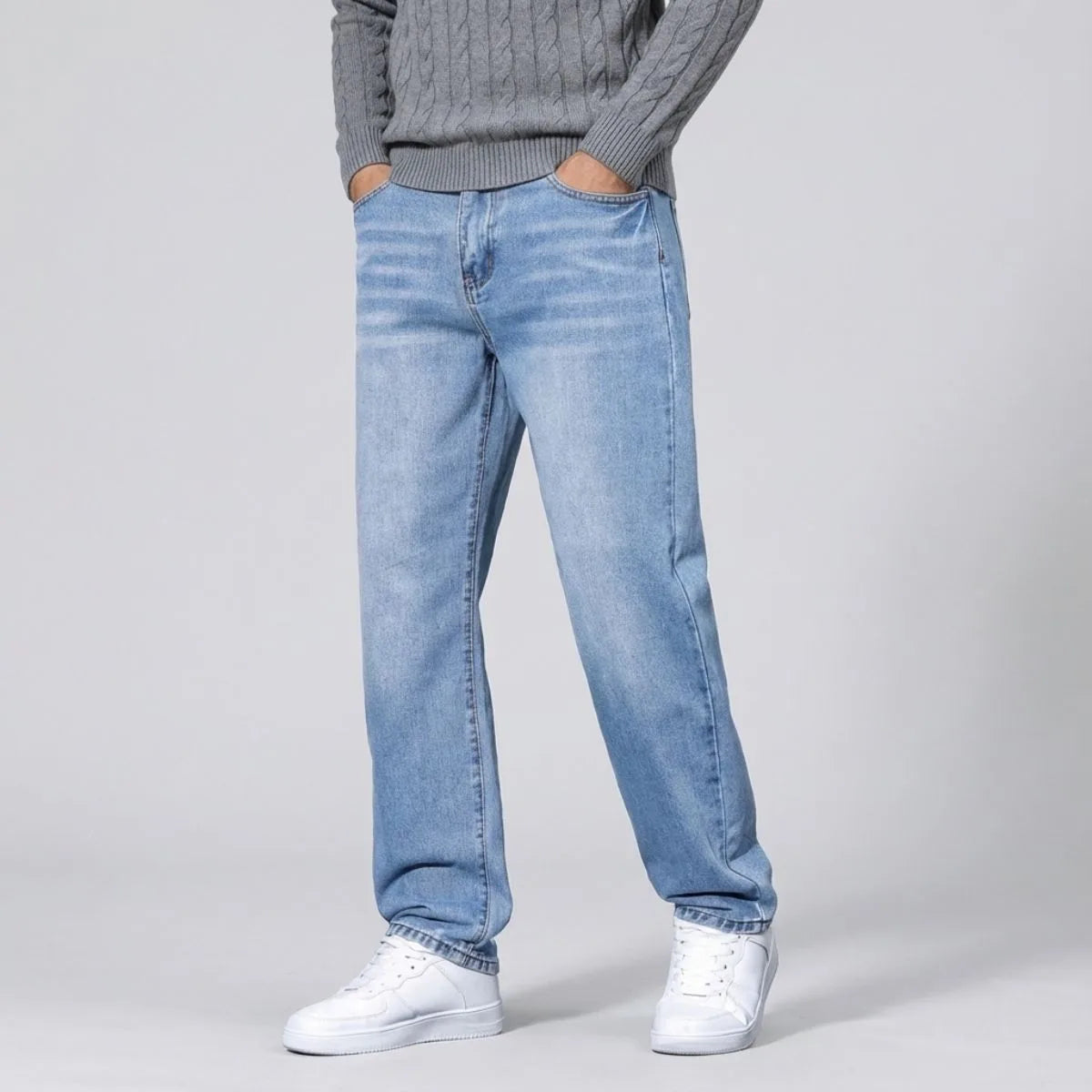 Straight jeans met lichte wassing en regular fit