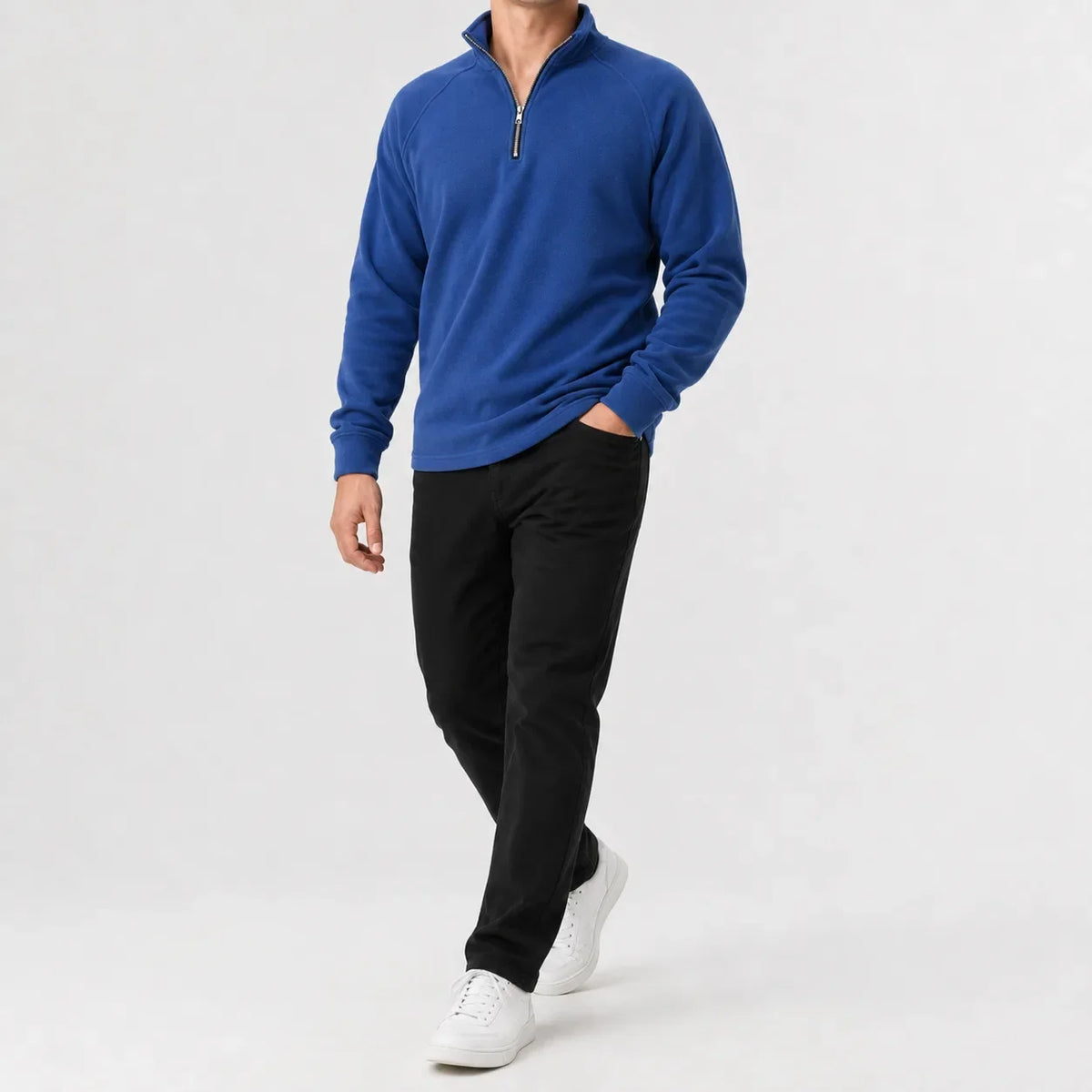 Zip-up trui met mock neckline