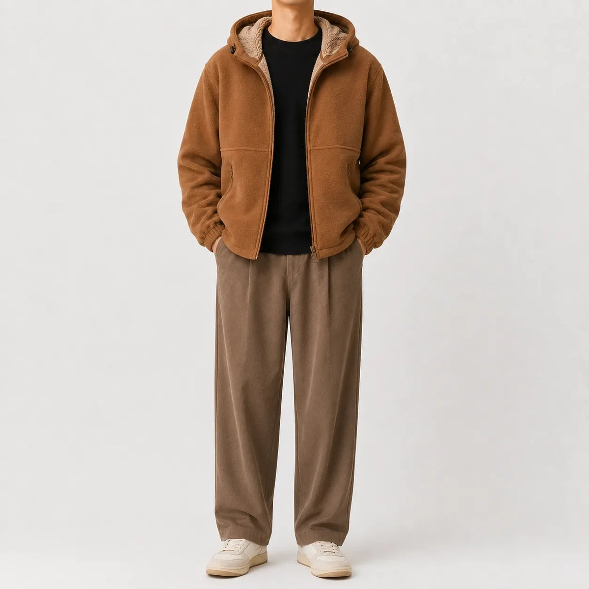 Hoodie met fleece en rits