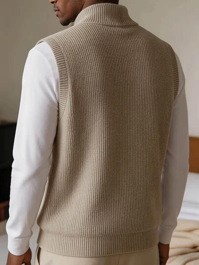 Knit vest met mock neckline