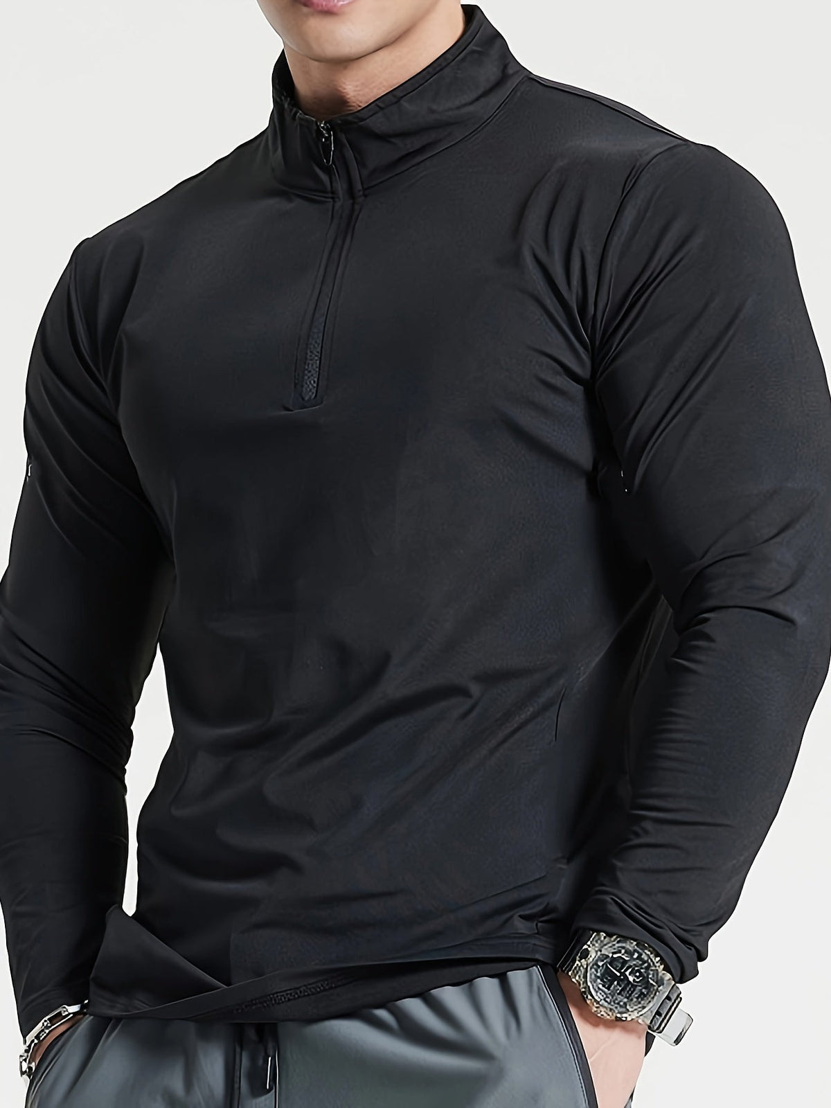 Lars | Slim-fit henley-shirt met halve rits en lange mouwen