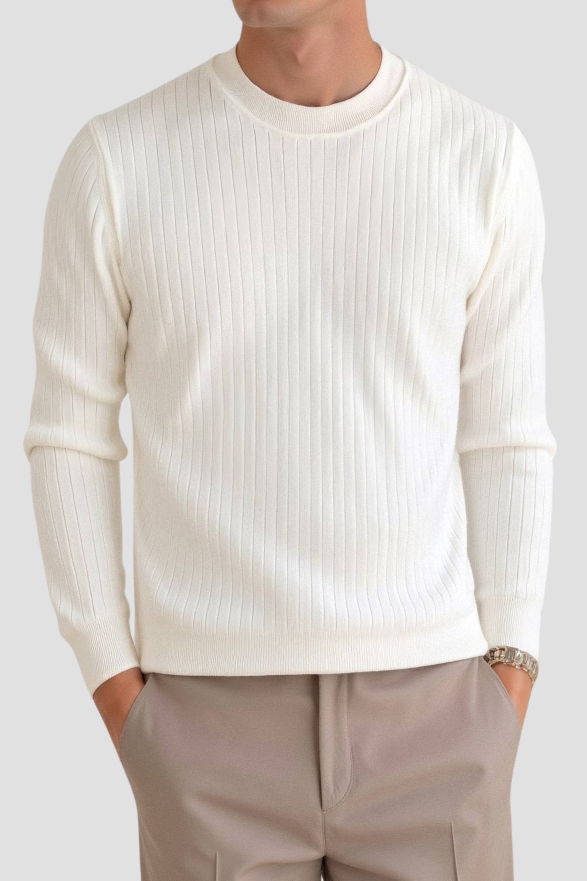 Liam | Ribbels gebreide heren longsleeve trui
