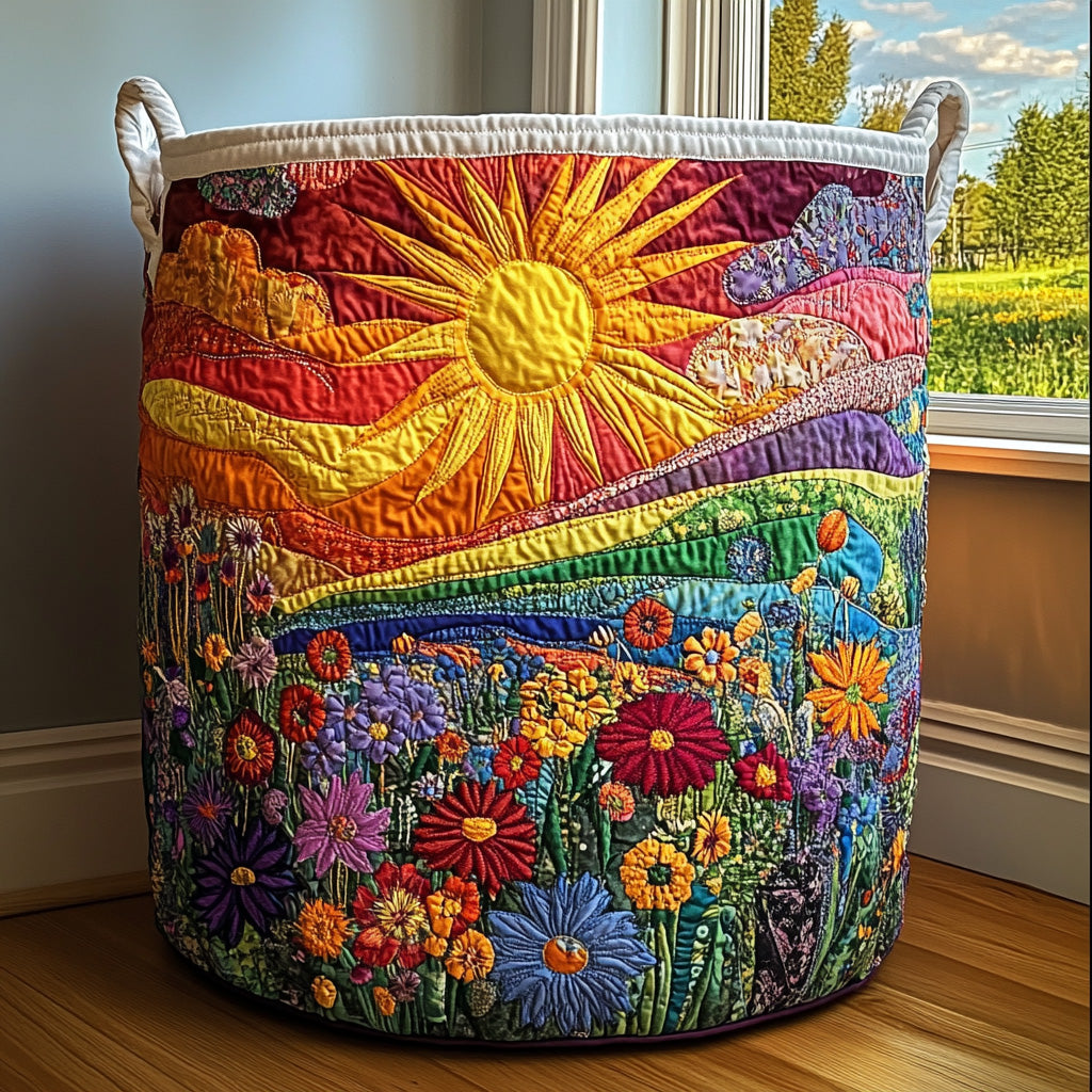 Bloemen en zon | Gewatteerde opbergmand