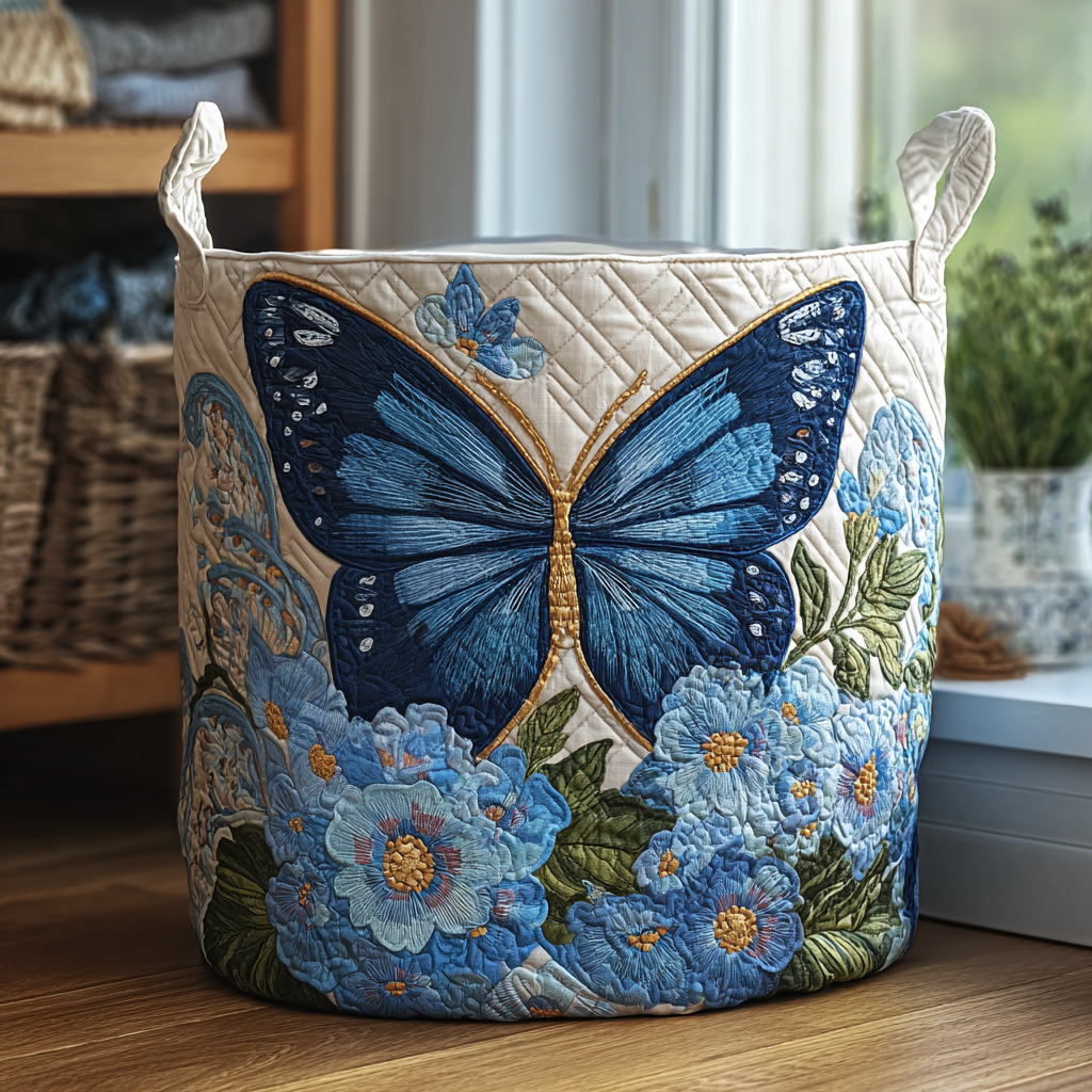 Vlinder met bloemen | Gewatteerde opbergmand