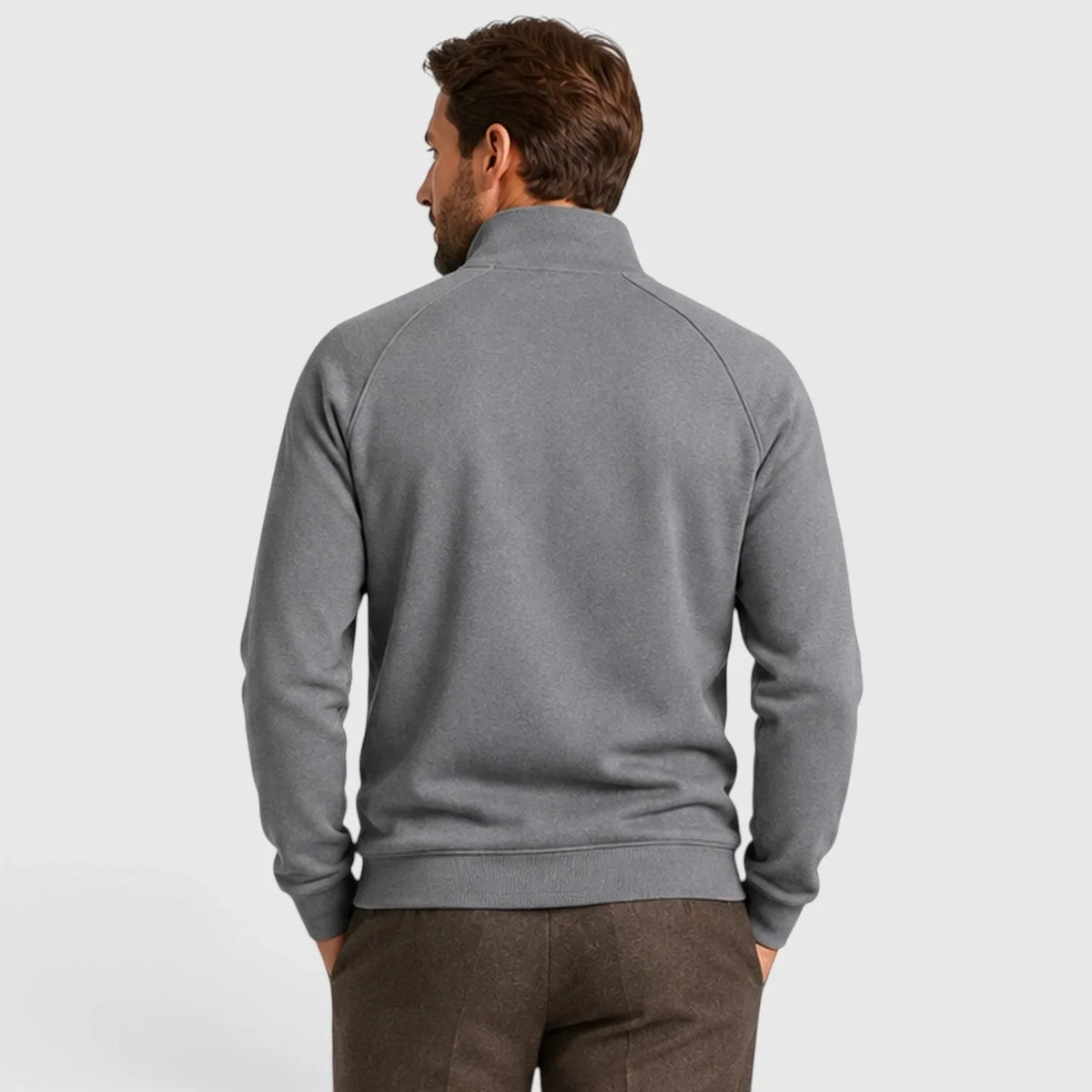 Zip-up fleece sweater met stand collar