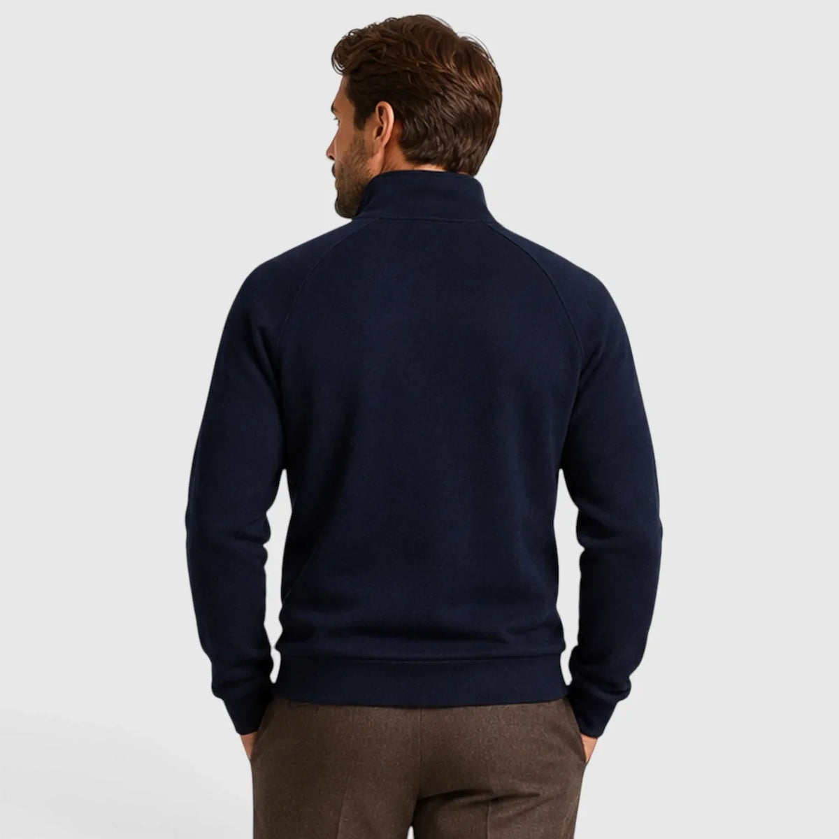 Zip-up fleece sweater met stand collar